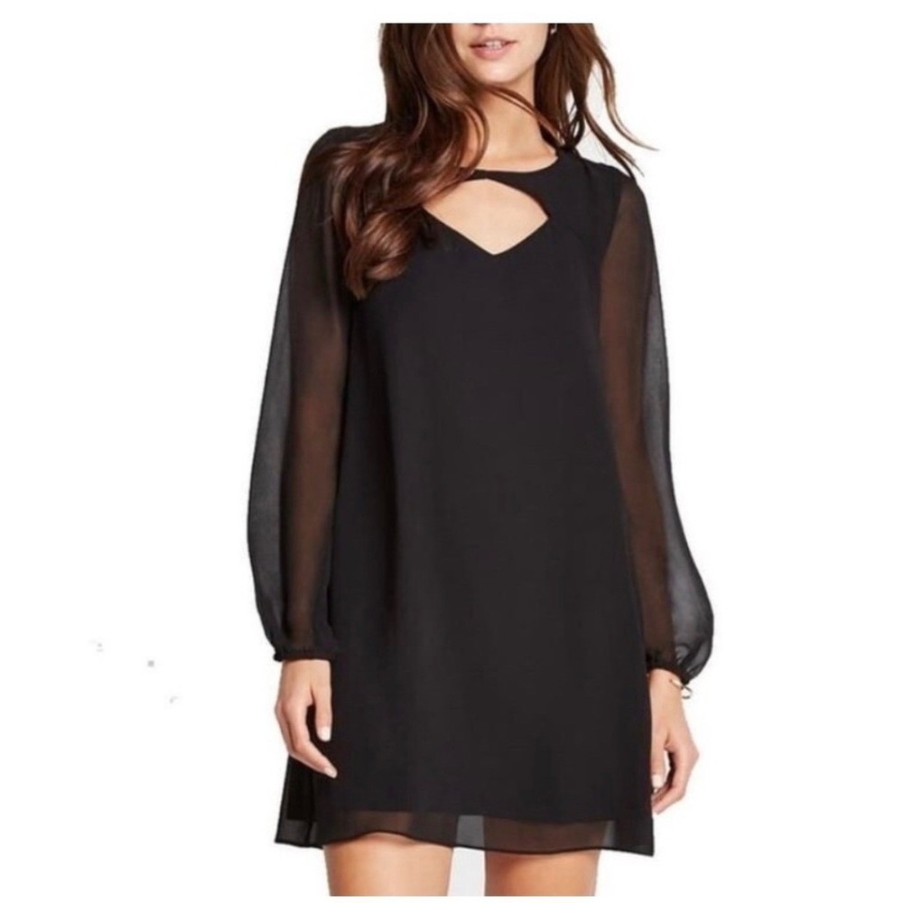 BCBGeneration Black Long Sleeve Cutout Shift Dress
